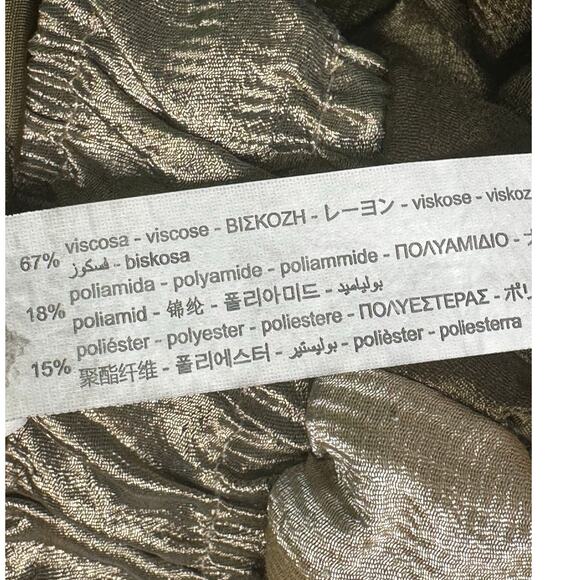 Zara gold green satin effect pull on cuffed pants size Small - Picture 4 of 13